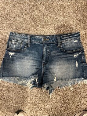 Kut from the Kloth Distressed Denim Shorts - Medium Blue